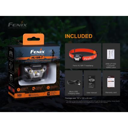 Fenix ​​HL18RTRAIL - LED Ladattava otsalamppu LED/3xAAA IP66 500 lm 300 h