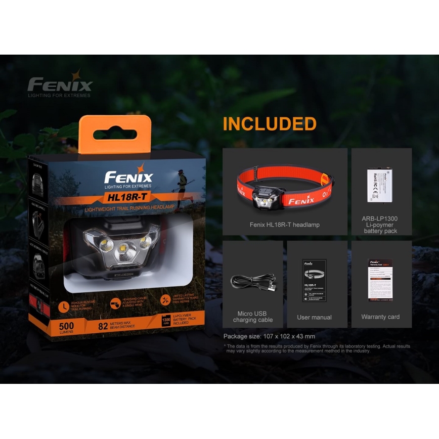 Fenix ​​HL18RTRAIL - LED Ladattava otsalamppu LED/3xAAA IP66 500 lm 300 h