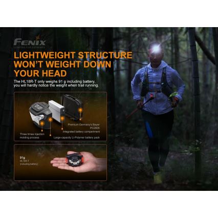 Fenix ​​HL18RTRAIL - LED Ladattava otsalamppu LED/3xAAA IP66 500 lm 300 h