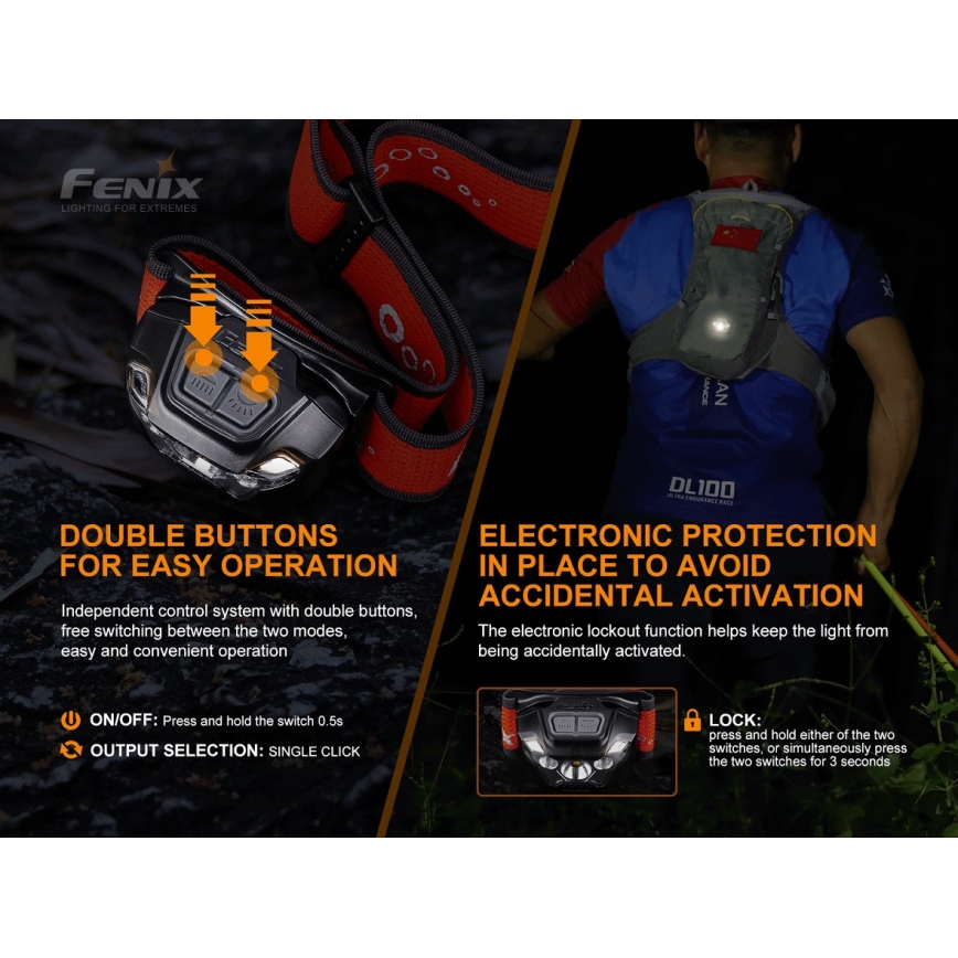 Fenix ​​HL18RTRAIL - LED Ladattava otsalamppu LED/3xAAA IP66 500 lm 300 h
