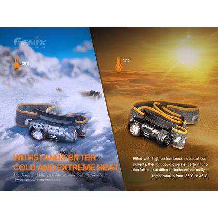 Fenix ​​HM50RV20 - LED ladattava otsalamppu 3xLED/1xCR123A IP68 700 lm 120 h