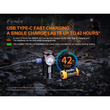 Fenix ​​HM50RV20 - LED ladattava otsalamppu 3xLED/1xCR123A IP68 700 lm 120 h