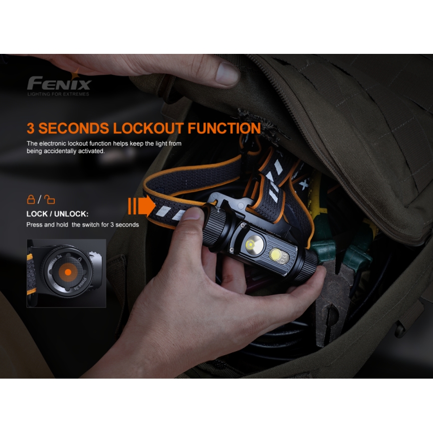 Fenix ​​HM70R - LED Ladattava otsalamppu 4xLED/1x21700 IP68 1600 lm 800 h