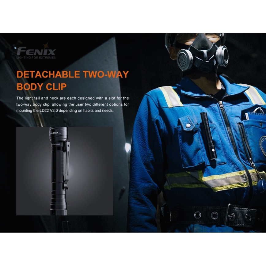 Fenix ​​LD22V20 - LED Ladattava taskulamppu LED/USB IP66 800 lm 220 tuntia