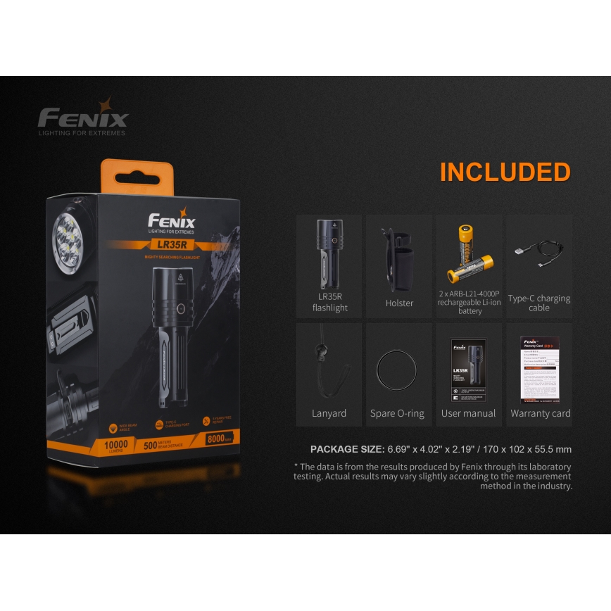 Fenix ​​LR35R - LED Ladattava taskulamppu 6xLED/2x21700 4000 mAh IP68 10000 lm 80 h