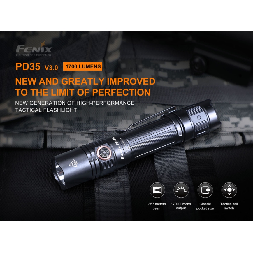 Fenix ​​PD35V30 - LED Ladattava taskulamppu LED/2xCR123A IP68 1700 lm 230 h
