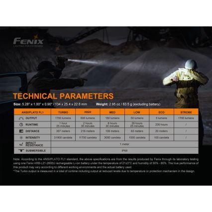 Fenix ​​PD35V30 - LED Ladattava taskulamppu LED/2xCR123A IP68 1700 lm 230 h