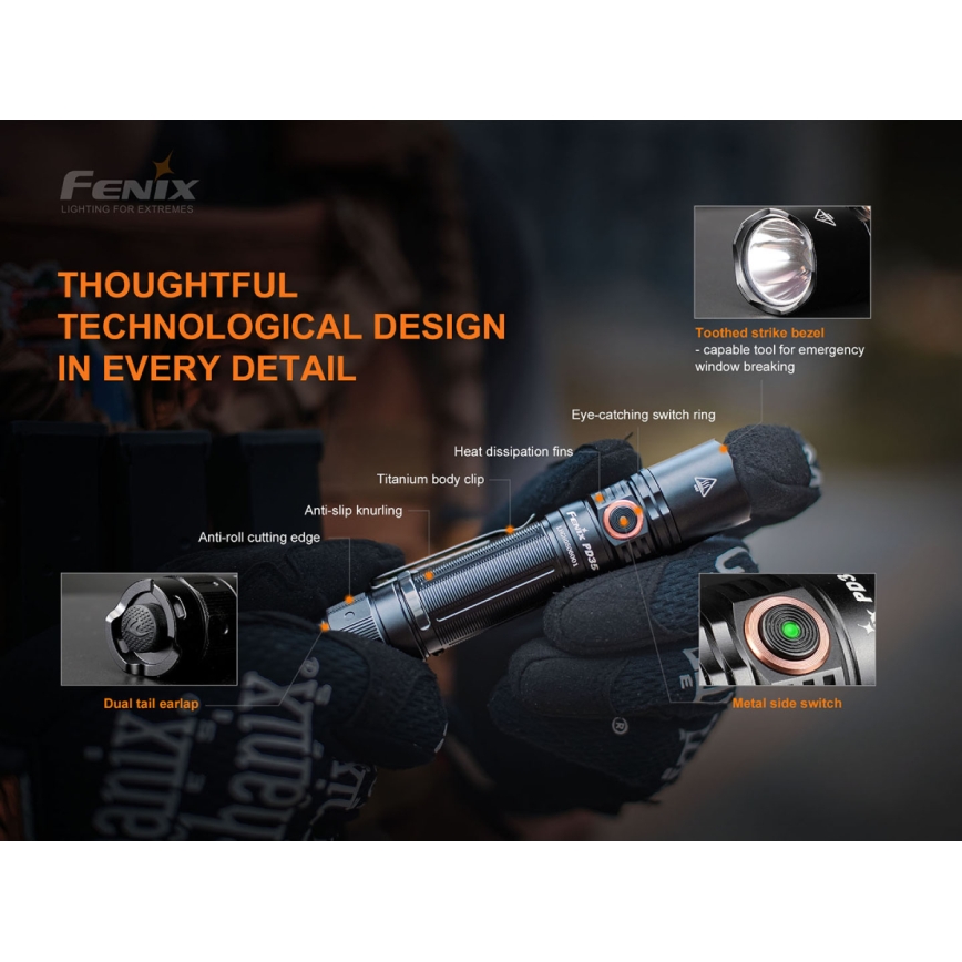 Fenix ​​PD35V30 - LED Ladattava taskulamppu LED/2xCR123A IP68 1700 lm 230 h