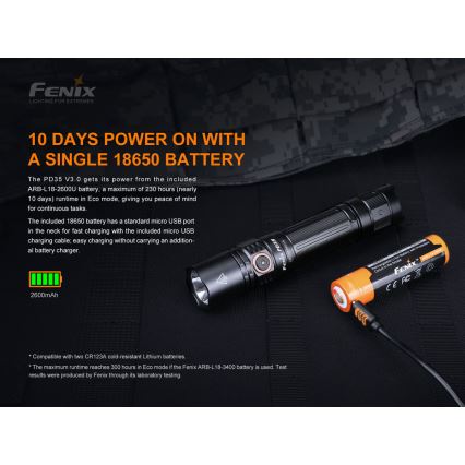 Fenix ​​PD35V30 - LED Ladattava taskulamppu LED/2xCR123A IP68 1700 lm 230 h