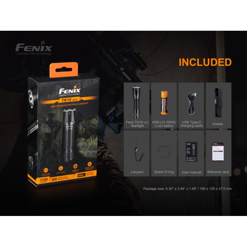 Fenix ​​TK16V20 - LED Ladattava taskulamppu LED/1x21700 IP68 3100 lm 43 tuntia
