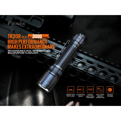 Fenix ​​TK20RV20 - LED Tactical ladattava taskulamppu LED/USB IP68 3000 lm 48 tuntia