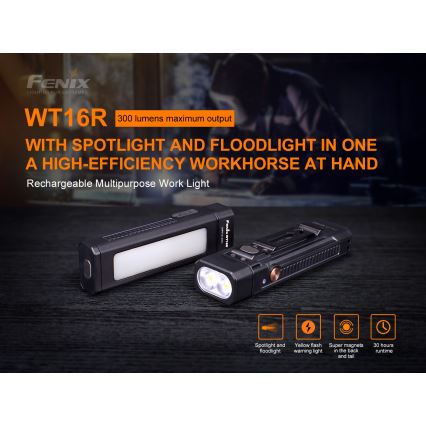 Fenix ​​WT16R - LED Ladattava taskulamppu 2xLED/USB IP66 300 lm 30 tuntia