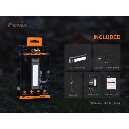 Fenix ​​WT16R - LED Ladattava taskulamppu 2xLED/USB IP66 300 lm 30 tuntia