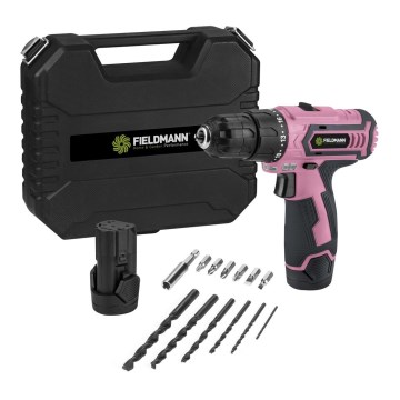 Fieldmann - Akkuporakone tarvikkeineen 12V 1300 mAh pinkki/musta