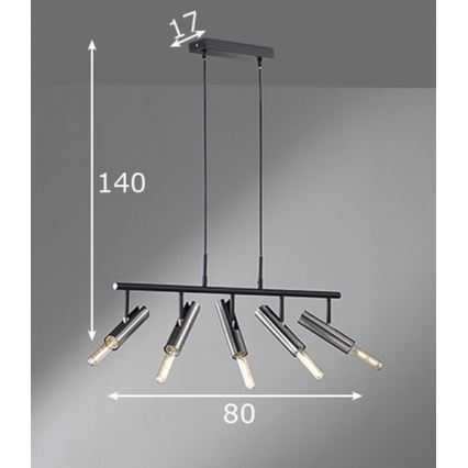 Fischer & Honsel 60369 - Kattokruunu johdossa DEAN 5xE27/25W/230V