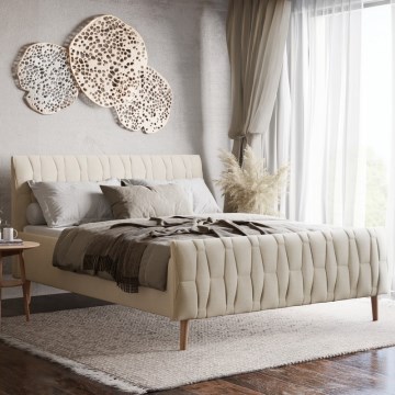 FLORA-verhoiltu sänky 160x200 cm ilman patjaa, beige