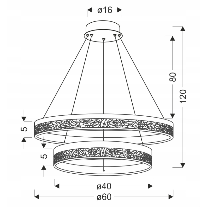 FROZI LED/38W/230V 60 cm musta riippuvalaisin