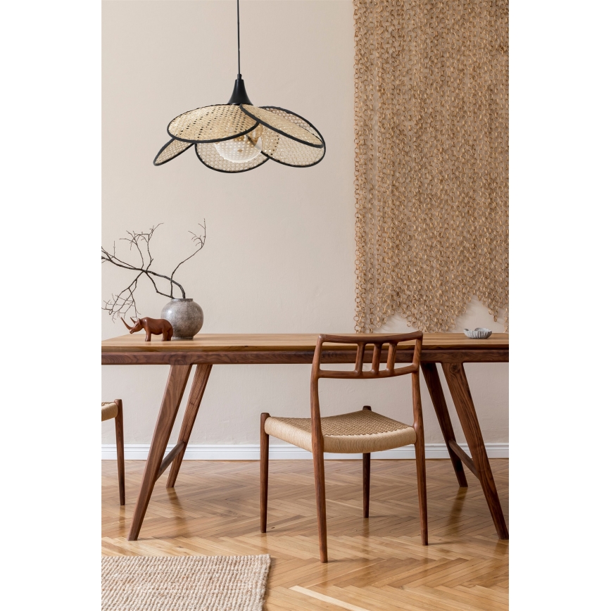FUME-riippuvalaisin kaapelilla 1xE27/40W/230V, halkaisija 45 cm, musta/beige