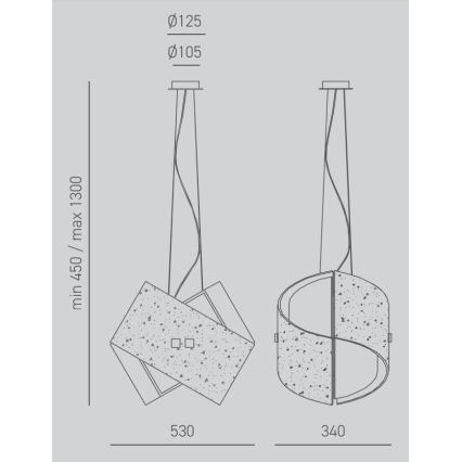 Gea Luce CAMILLA S G arg - Kattokruunu johdossa CAMILLA 2xE27/70W/230V hopea