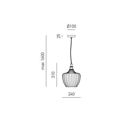 Gea Luce CLEOFE S/10 A - Kattokruunu johdossa CLEOFE 1xE27/60W/230V halkaisija 24 cm