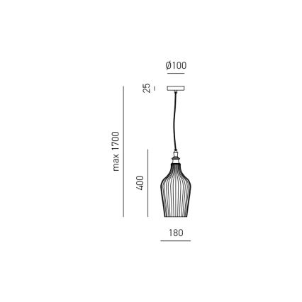Gea Luce CLEOFE S/12 A - Kattokruunu johdossa CLEOFE 1xE27/60W/230V halkaisija 18 cm
