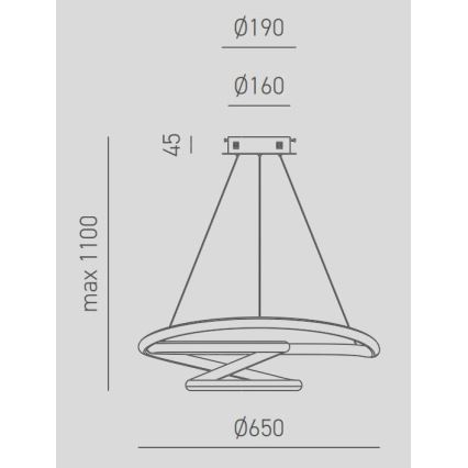 Gea Luce DIVA S G TITANIO - Himmennettävä LED-kattokruunu johdossa DIVA LED/44W/230V harmaa