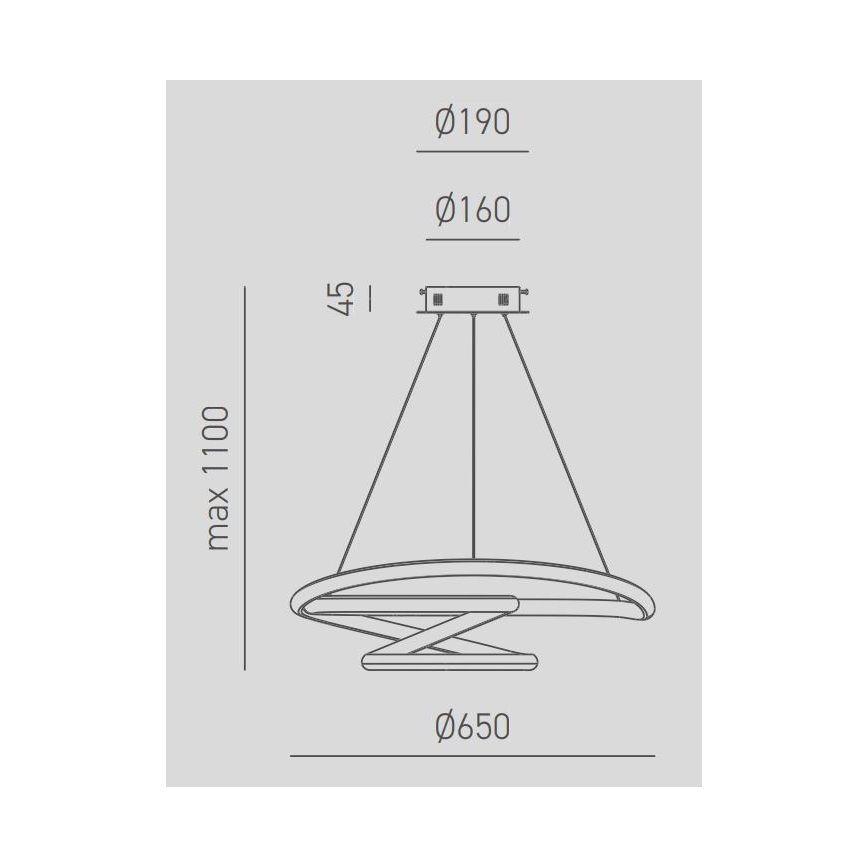Gea Luce DIVA S G TITANIO - Himmennettävä LED-kattokruunu johdossa DIVA LED/44W/230V harmaa