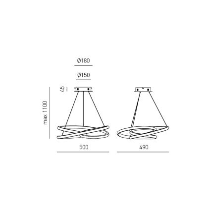 Gea Luce DIVA S P TITANIO - Himmennettävä LED-kattokruunu johdossa DIVA LED/43W/230V antrasiitti