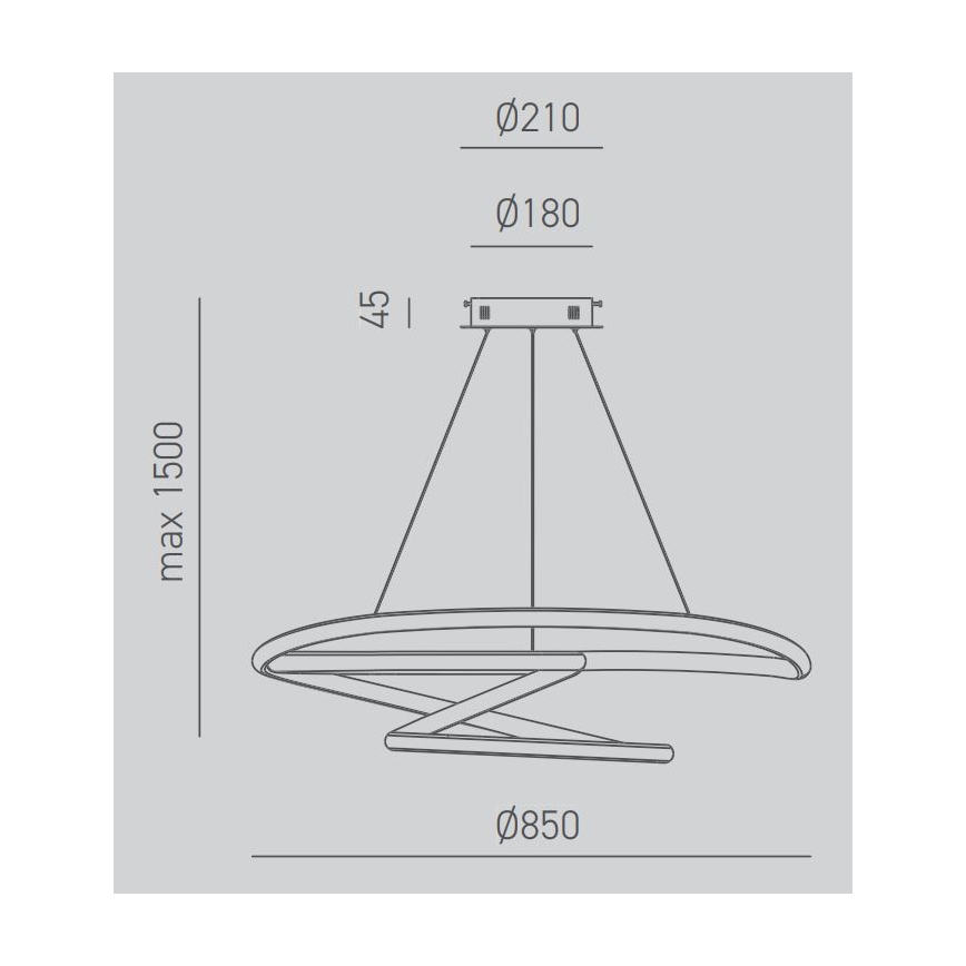 Gea Luce DIVA S/S TITANIO -  Himmennettävä LED-kattokruunu johdossa DIVA LED/80W/230V harmaa