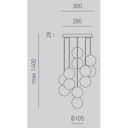 Gea Luce SFERA S6 G - Kattokruunu johdossa SFERA 6xG9/28W/230V