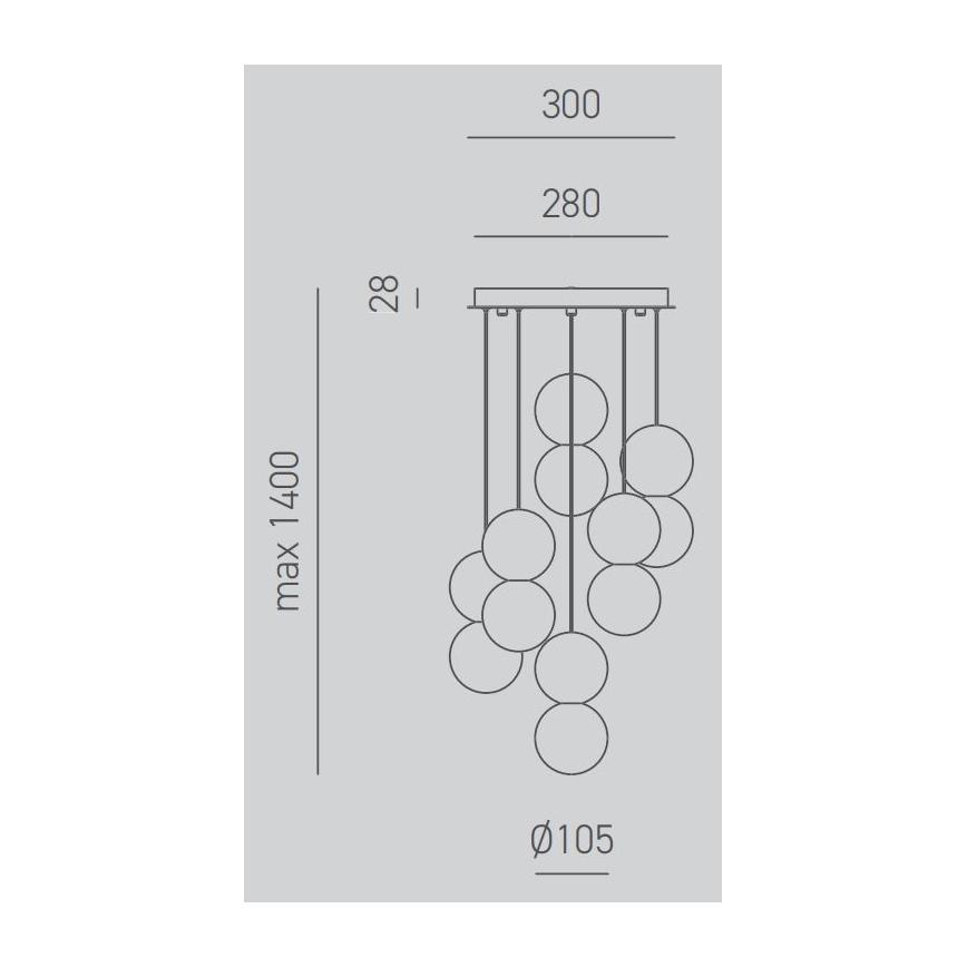 Gea Luce SFERA S6 G - Kattokruunu johdossa SFERA 6xG9/28W/230V