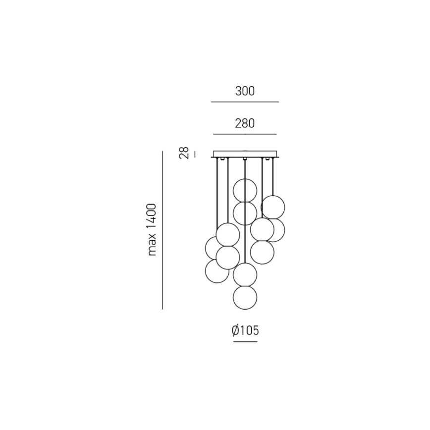 Gea Luce SFERA S6 G - Kattokruunu johdossa SFERA 6xG9/28W/230V