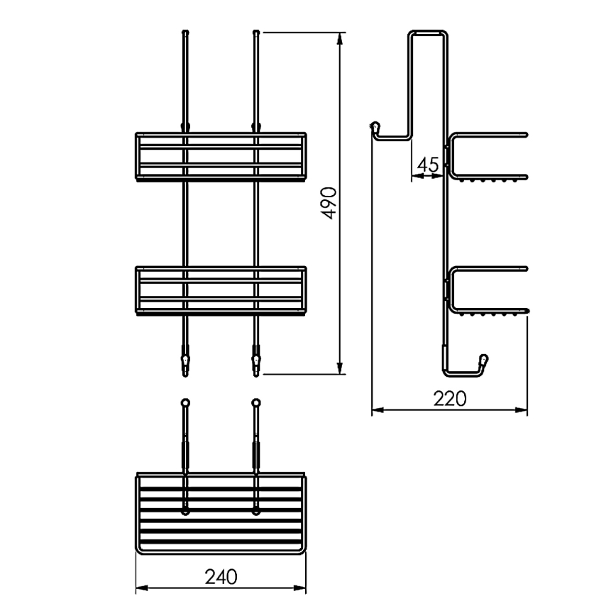 Gedy - Seinäkiinnitteinen suihkuhylly CHROM LINE 49x24 cm mattamusta