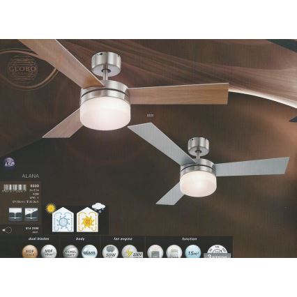 Globo - Kattotuuletin 2xE14/40W/230V