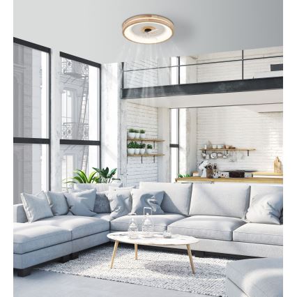 Globo - LED Himmennettävä kattovalaisin tuulettimella LED/30W/230V 2700-6500K ruskea + kauko-ohjaus