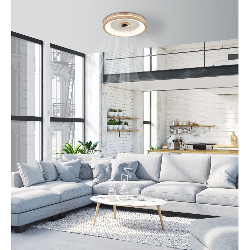 Globo - LED Himmennettävä kattovalaisin tuulettimella LED/30W/230V 2700-6500K ruskea + kauko-ohjaus