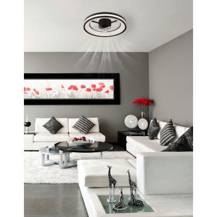 Globo - LED himmennettävä kattovalaisin tuulettimella LED/30W/230V 2700-6500K musta + kaukosäädin
