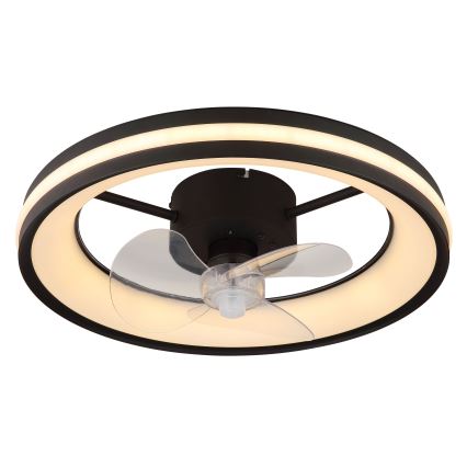 Globo - LED Himmennettävä kattovalaisin tuulettimella LED/30W/230V 2700-6500K musta + kauko-ohjaus