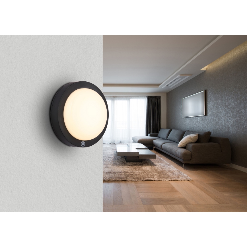 Globo - LED ladattava kosketusseinävalaisin LED/1,2W/3,7V halkaisija 15 cm 1800 mAh musta