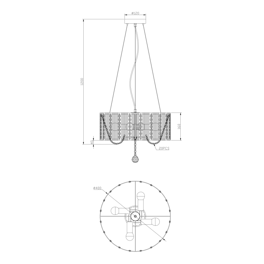 Globo - Kristallikruunu narussa 4xE14/40W/230V