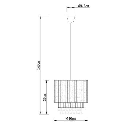 Globo - Kattokruunu narulla 1xE27/60W/230V