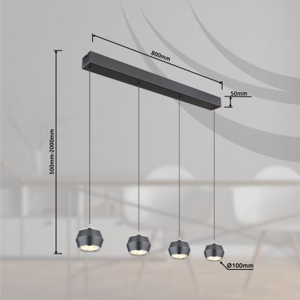 Globo - LED-kattokruunu johdossa 4xLED/6W/230V