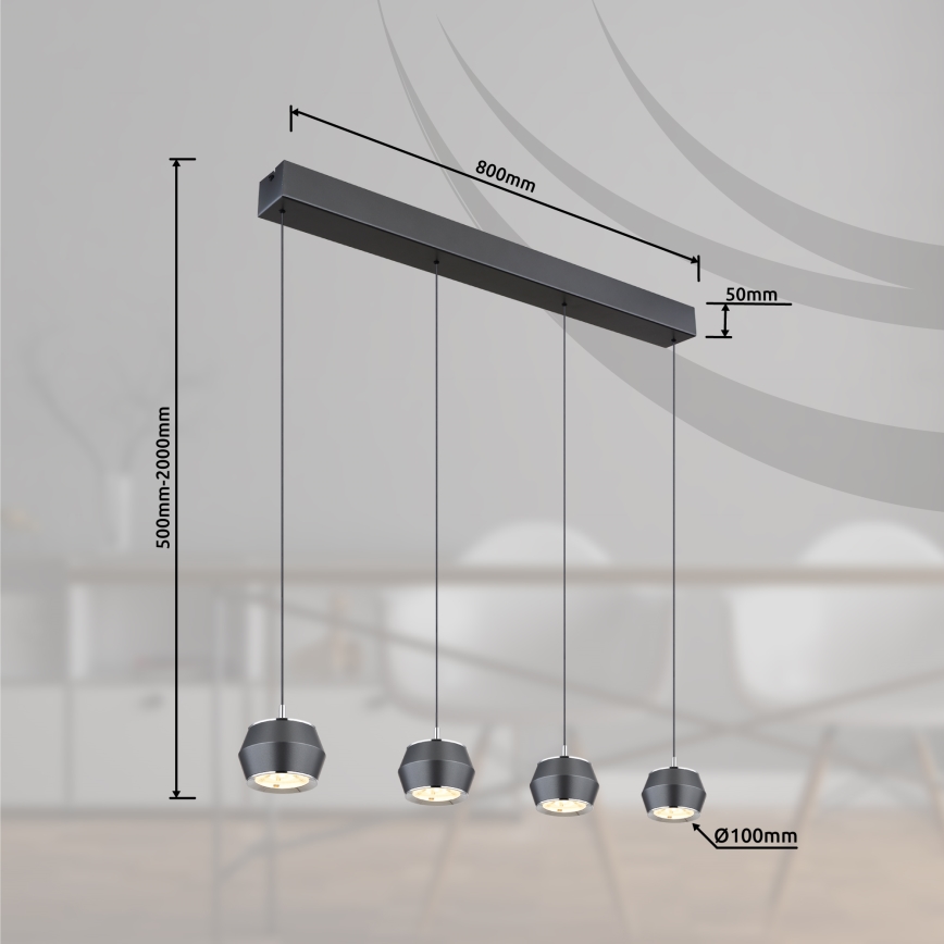 Globo - LED-kattokruunu johdossa 4xLED/6W/230V