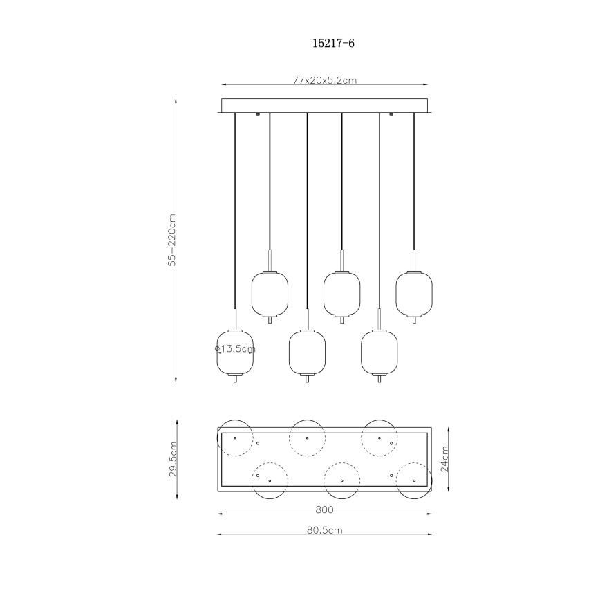 Globo - LED-kattokruunu johdossa 6xLED/6,7W/230V