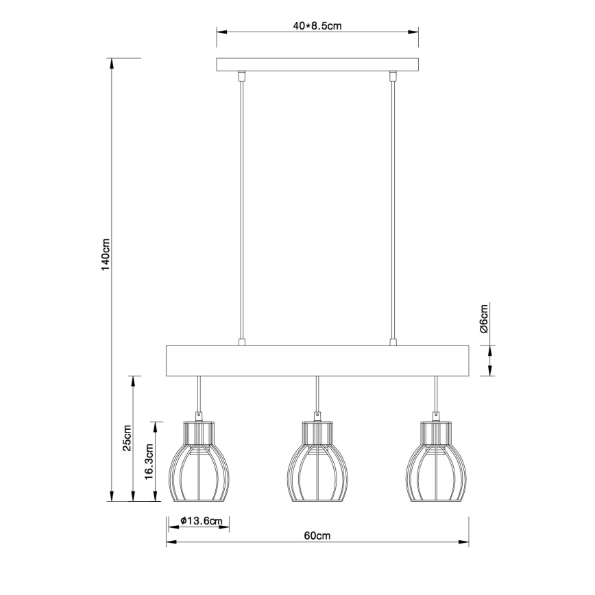 Globo - Kattokruunu narussa 3xE27/60W/230V