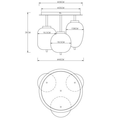 Globo - Pinta-asennettava kattokruunu 3xE14/40W/230V messinki