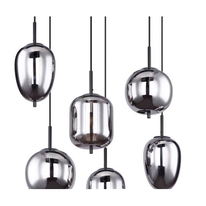 Globo - Kattokruunu johdossa 6xE14/40W/230V musta