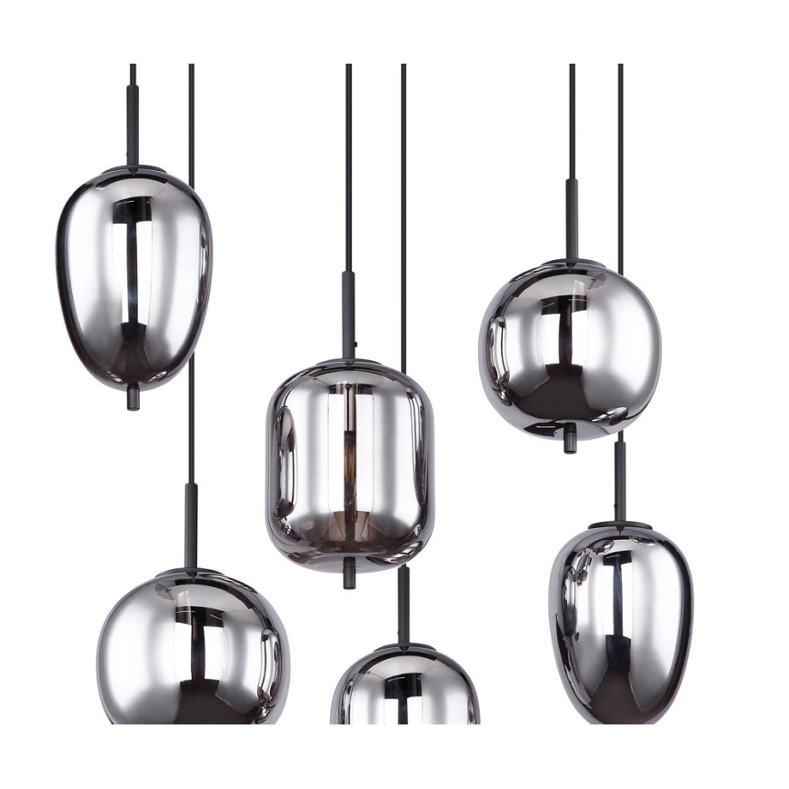 Globo - Kattokruunu johdossa 6xE14/40W/230V musta