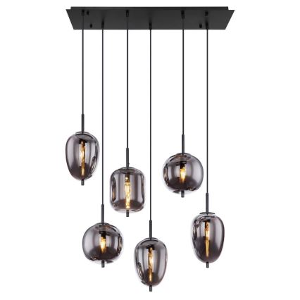 Globo - Kattokruunu johdossa 6xE14/40W/230V musta