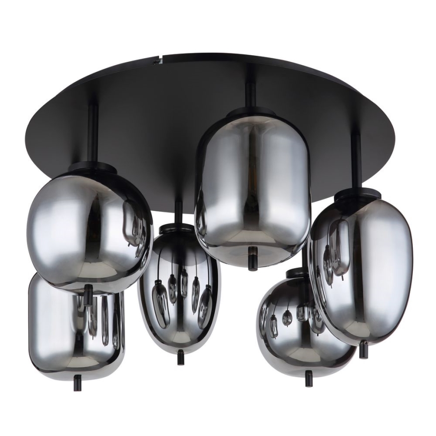 Globo - Pinta-asennettava kattokruunu 6xE14/40W/230V musta